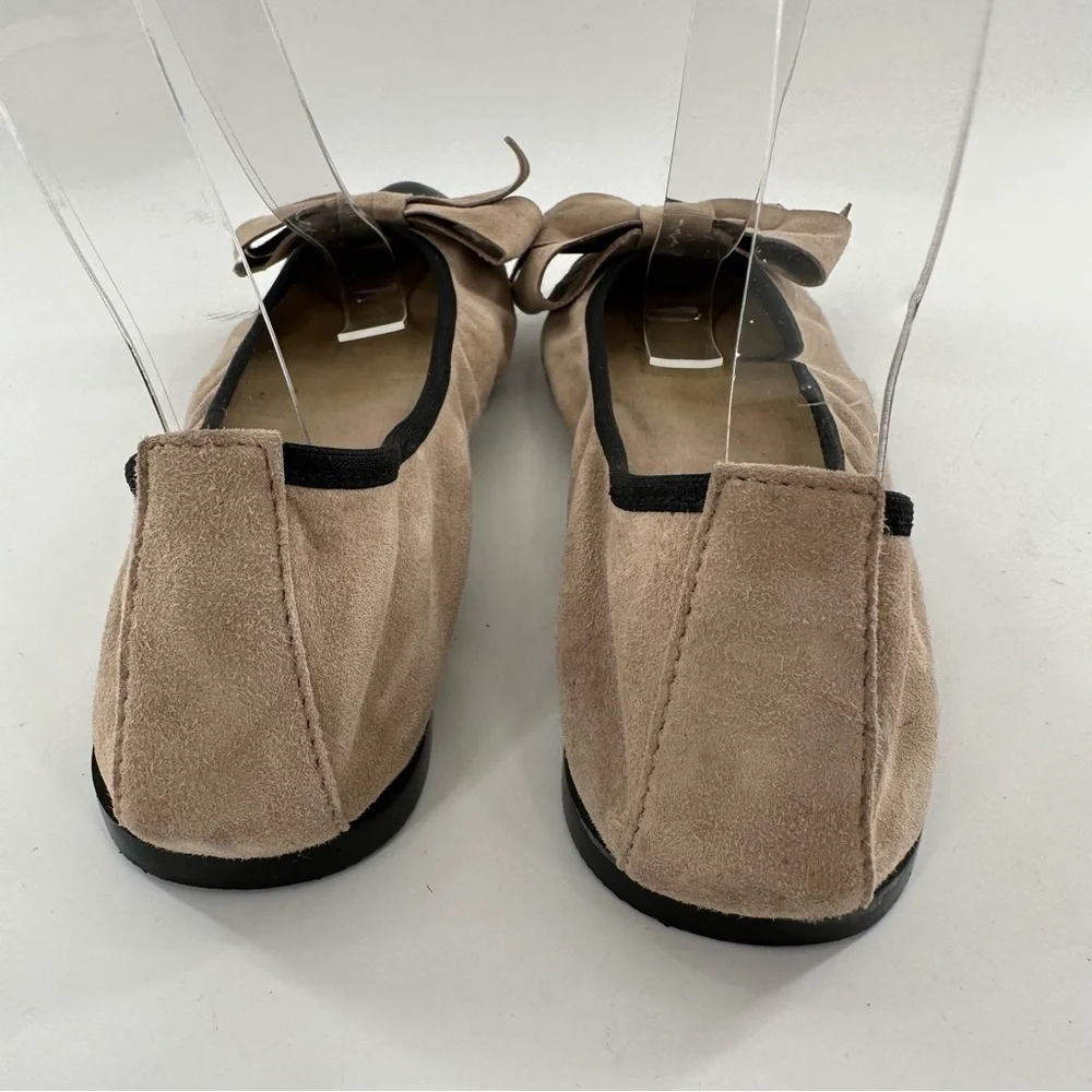 Halogen flats size 6 beige suede black patent cap toe pointy toe balletcore